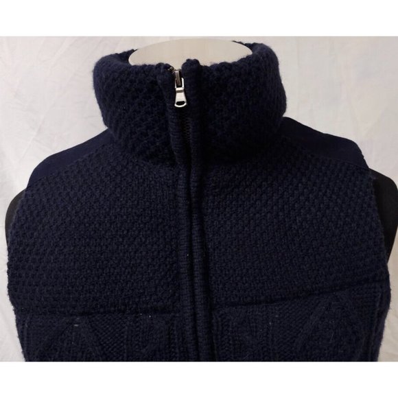 Telluride Clothing Co Small Blue Cable Knit Wool Blend Full Zip Lined Heavy Vest - Picture 3 of 15